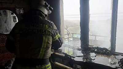 Пожар на 5 этаже в Саках, 22 декабря 2025